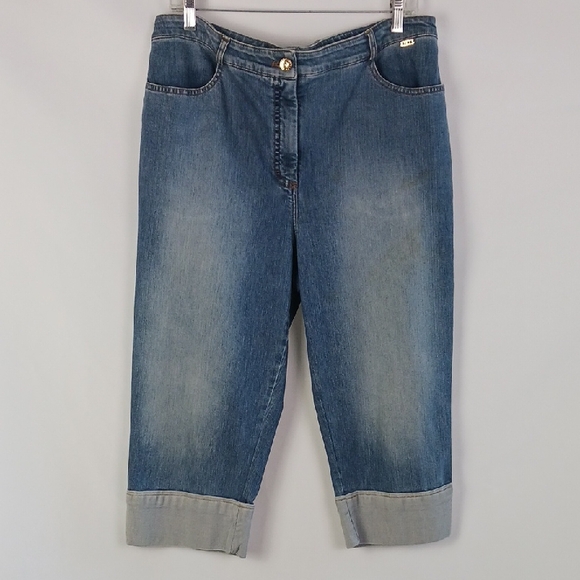 St.John Denim Crop Hemmed Jeans.